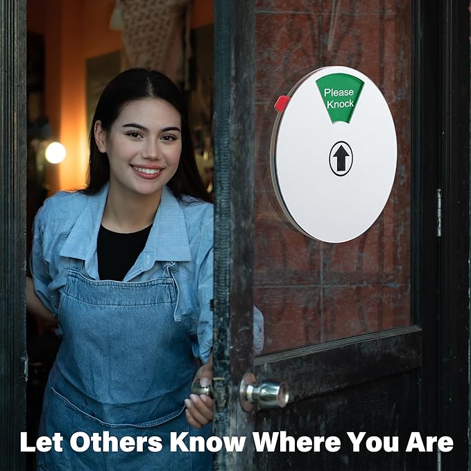 Office Door Signs, Do Not Disturb, In a Meeting, Working Remotely, Out of Office, Back Soon, Please Knock, 6 Options Privacy Wheel Sign, Business Status Indicator For Work, 6 inch Sliver 2PK