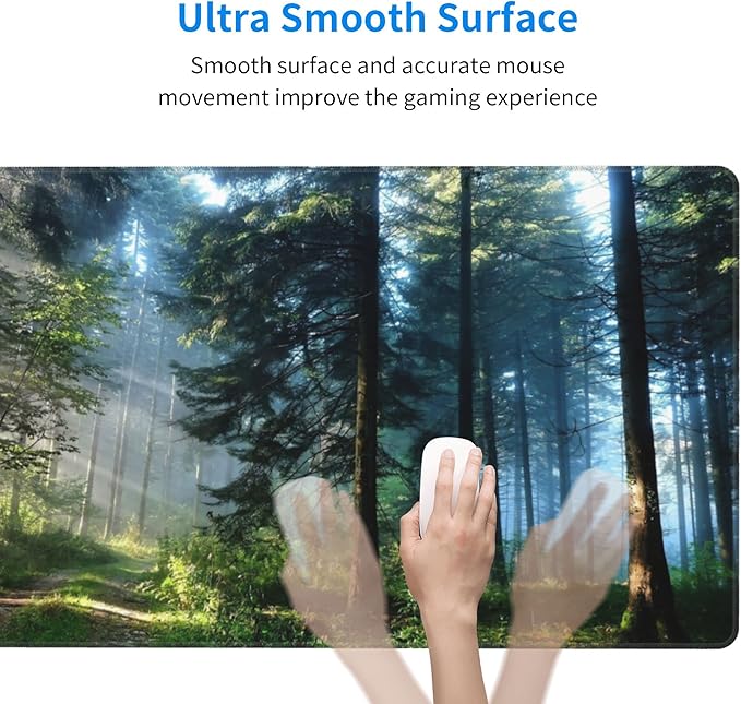 Desk Mat,Forest Extended Gaming Mouse Pad for Office Work & Game,Computer Keyboard Mouse Mat Desk Non-Slip Rubber Base Large Mousepad with Stitched Edges, 31.5x15.7inch