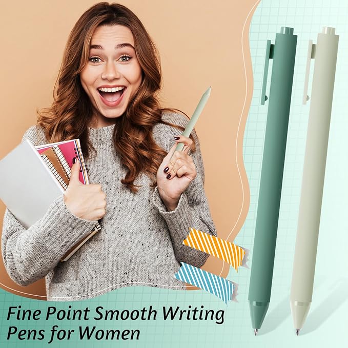 Crtiin 50 Pcs Gel Ink Pens Bulk Black Ink, Smooth Writing Cute Colorful Pens for Back to School First Day of School Teacher Student Server Office Supplies Staff Party Favor Gifts (Green Series)