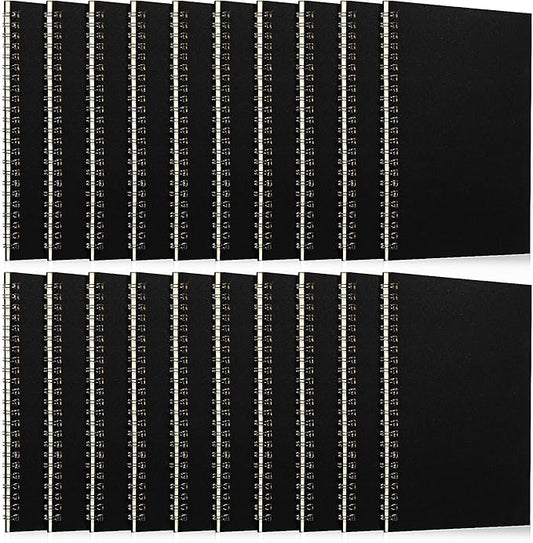 Eersida 20 Pack A5 Spiral Notebook College Ruled Spiral Notebook Bulk 5.5 x 8.3 Inch Hardcover Notepads Lined Travel Writing Journal Notepad, 50 Sheets 100 Pages(Black)