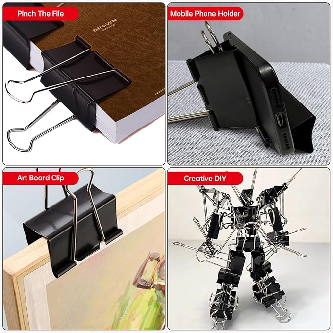 Jumbo Binder Clips 3 inch, Binder Clips Extra Large Heavy Duty 18 Pcs for Office Supplies, Black