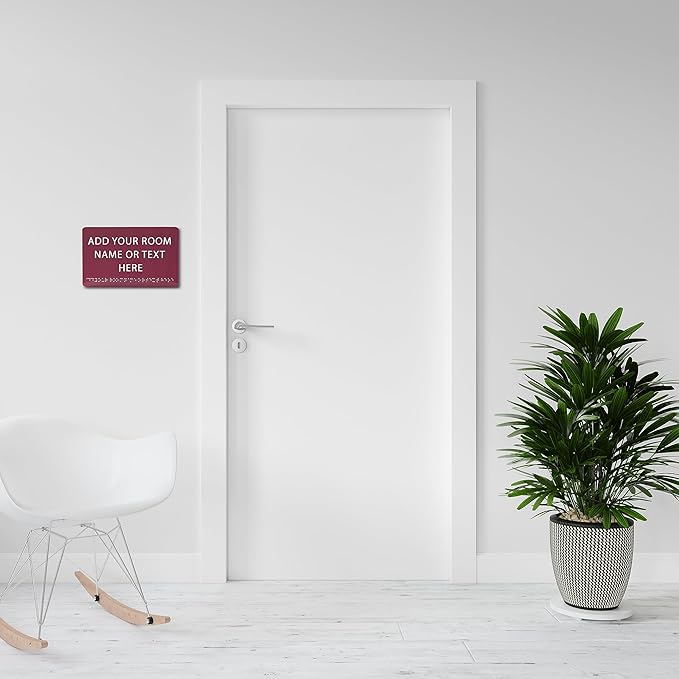 9" X6" Personalized Custom Sign - ADA Compliant Tactile Graphics Grade 2 Braille Text Acrylic Wall Signs - Add Your Room Name Text Sign for Home School Office Business Workplace