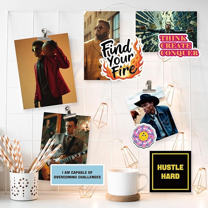 EggSun Vision Board Supplies with 1200+ Images & Quotes Collage Magazine Book, Wall Clip Art Scrapbook Journal Kit for Vision Board Making Beginners Women Men Teen Boy Girls Coquette Room Decors (Men)