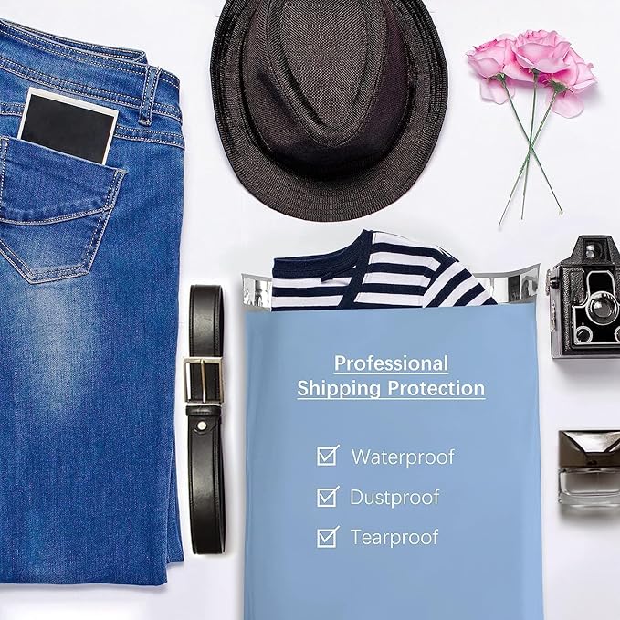 Metronic Poly Mailers 90000 Pack 12 x 15.5, Strong Adhesive Shipping Envelopes for Clothing, Waterproof Shipping Bags for Businesses, Flexible Mailers Poly Bags, Packages Bags Bulk, Light Blue