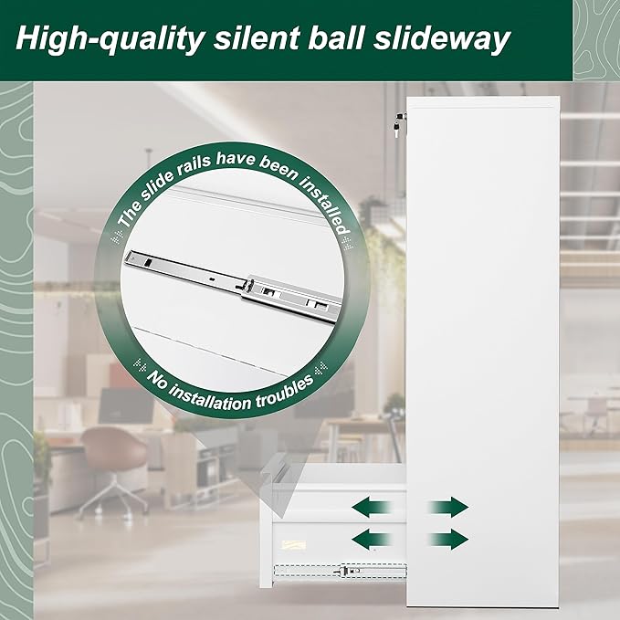 Superday Lateral File Cabinet 4 Drawer, Filing Cabinets with Lock, Large Deep Locking Metal File Cabinets Two Drawer Filing Cabinet for Home Office/Legal/Letter/A4/F4(White)