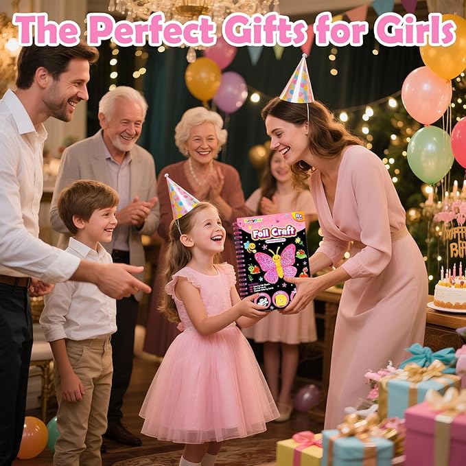 FUNNYB&G Foil Art Craft for Kids - Christmas Crafts Gift Party Favors Stocking Stuffers for Kids Fun Art Supplies Creative Birthday Gift Travel Toys for Girls Boys 4 5 6 7 8 9 Years Old(Insects)