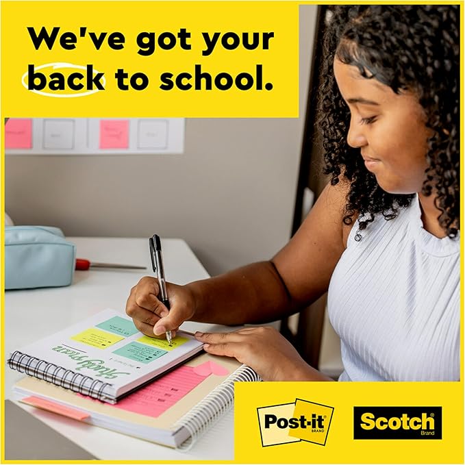 Post-it Super Sticky Notes, 24 Sticky Note Pads, 3 x 3 in., School Supplies, Office Products, Sticky Notes for Vertical Surfaces, Monitors, Walls and Windows, Energy Boost Collection