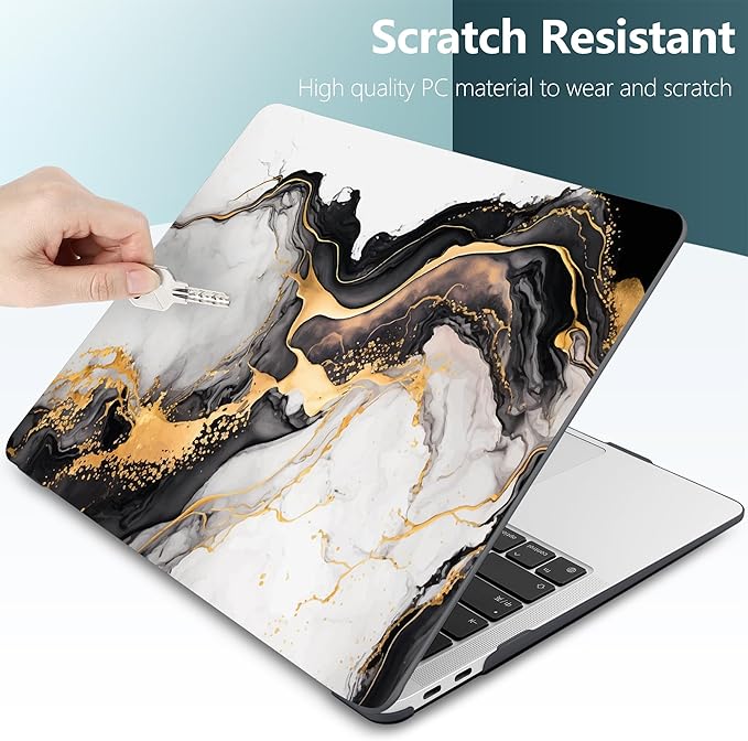DONGKE Compatible with MacBook Air 13 inch Case 2021 2020 2019 2018 Release A2337 M1 A2179 A1932 with Retina Display & Touch ID, Plastic Hard Shell & Keyboard Cover - Abstract Marble