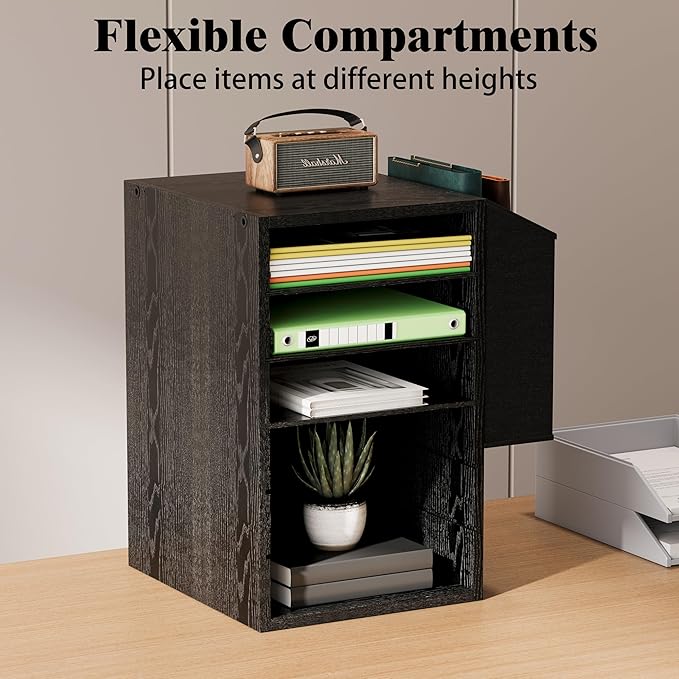 Literature Organization Paper Storage Slot, Office Desk File Organizer, Desktop Wood Mailbox For Teacher Classroom, 6 Tier Adjustable Countertop Mail Sorter, Mailboxes With Name Slots, Black