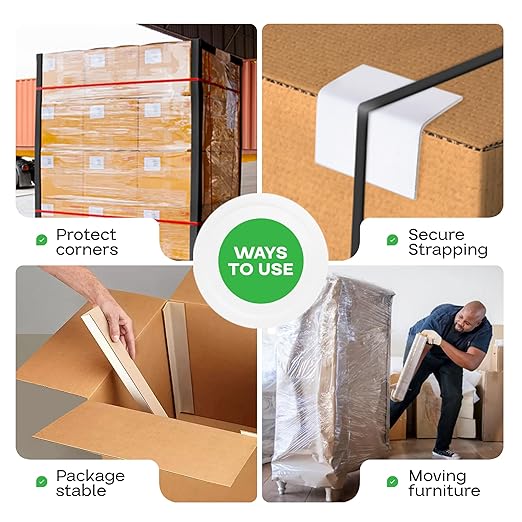 IDL Packaging 2” x 2” x 24” Cardboard Edge Protector (Pack of 200) - Corner Protectors for Shipping, Storage, & Moving – Reinforced Corner Guard Protection for Pallets, Wall Corners, & Furniture