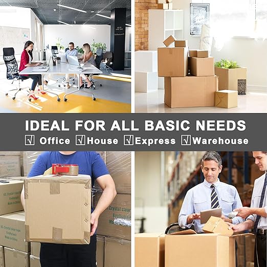 BOMEI PACK Brown Packing Tape with Dispenser, 2.6 Mil 1.88 Inch x 60 Yards, 6 Refills Rolls Moving Tape for Box Packaging, Shipping and Storage