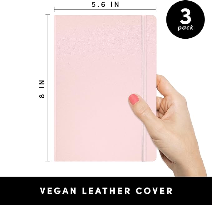 PAPERAGE Lined Journal Notebook, 3 Pack, (Blush, Mint, Lavender), 160 Pages, Medium 5.6 in x 8 in - 100 GSM Thick Paper – Hardcover Journaling Notebook for Work, School & Note Taking