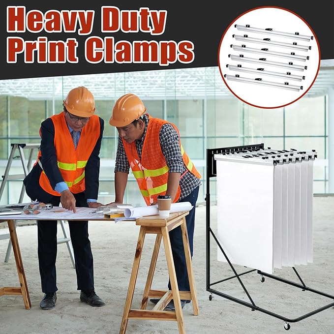 Estune Blueprint Hanging Clamps Binding Strips Storage for Construction Paper Poster Plans Drawings Arts (6, 24 Inches)