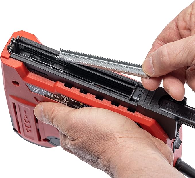 Arrow ET501F Corded 5-in-1 Professional Electric Staple and Nail Gun, Wire Stapler, and Brad Nailer for Upholstery, Framing, Insulation, Crafts, Fencing, and Cable, Black/Red