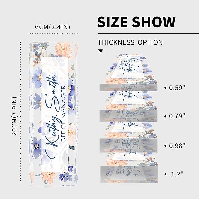 Personalized Name Plate for Desk, Custom Desk Name Plate, Acrylic Name Plate Office Desk Accessories, Personalized Office Gifts for Coworkers Teachers, Employee Appreciation Gifts (A-WaterColor2)