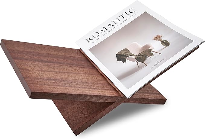 Honygebia Solid Wood Book Stands - Cross Frame Sapele Wooden Book Holder, Open Bookstand for Display and Reading, Suitable for Art, Bible, Cookbook, Easel, Magazine, Textbooks