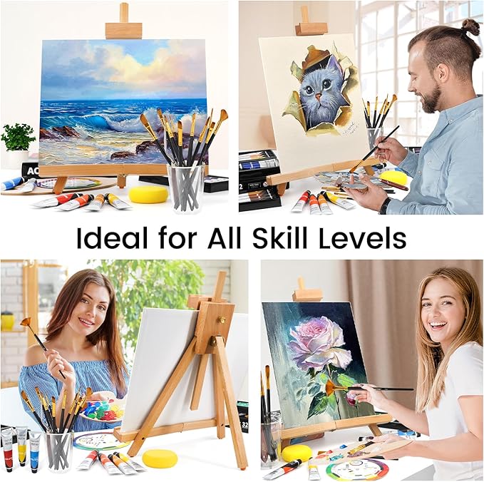 ARTALLY Acrylic Paint Set for Adults & Kids, 67 Pcs Canvas Painting Kits, 32 Colors Acrylic Paint (22ML),Table Easel,Brushes,Canvas, Art Painting Supplies Kit for Students,Artists,Beginners