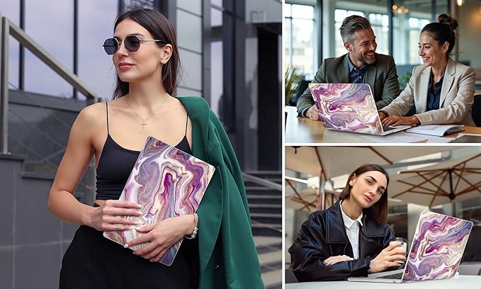 DONGKE Compatible with M4 MacBook Air 15 inch Case 2025-2023 A3241 A3114 A2941 M3 M2 Retina Display Touch ID, Plastic Hard Case & Keyboard Skin for MacBook Air 15" - Marbling Art