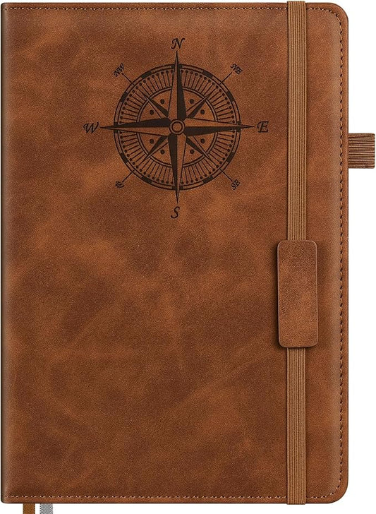 Notebook Journal for Women Men: Leather Journal for Writing, Hardcover College Ruled Journals Notebooks with Thick Paper, Large A5 Daily Journal for Travel, Diary, Gifts for Teens, 5.7"×8.5", Coffee