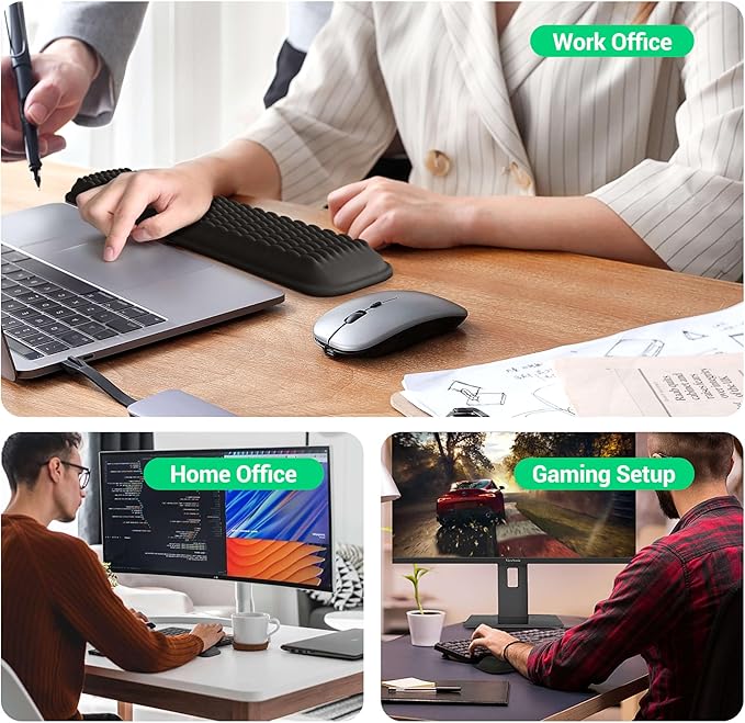 Mekass TKL Keyboard Wrist Rest, Super Soft Memory Foam Ergonomic Computer Wrist Support Pad, Comfortable Desk Wrist Cushion, Laptop Keyboard Arm Hand Rest for Wrists Pain Office Gaming Typing (Black)