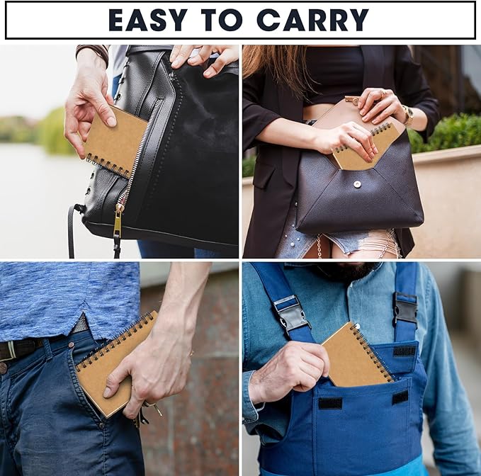 Jutom 2 Pcs Small Spiral Notebooks Memo Pads 3x5 Bulk Small Pocket Notebooks Mini Notepads with Lined Pages Mini Journals for Office Back to School Work Writing Supplies, 120 Pages (Kraft Color)