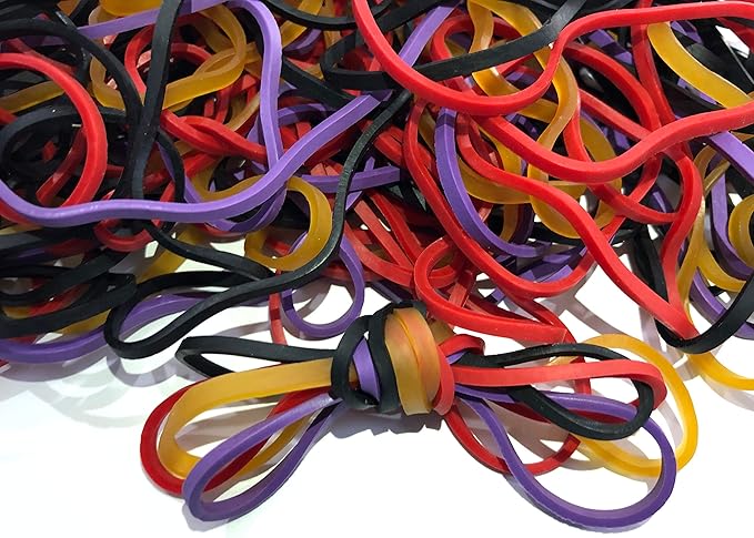 Rubber Bands, Size 117 (7" x 1/8''), Colorful Non Latex Large Rubber Band Bulk Elastic Stretchable, Durable Elastic Band Loops for Files Folders Bank Paper Bills Money, Office or Home use, 50g/Bag