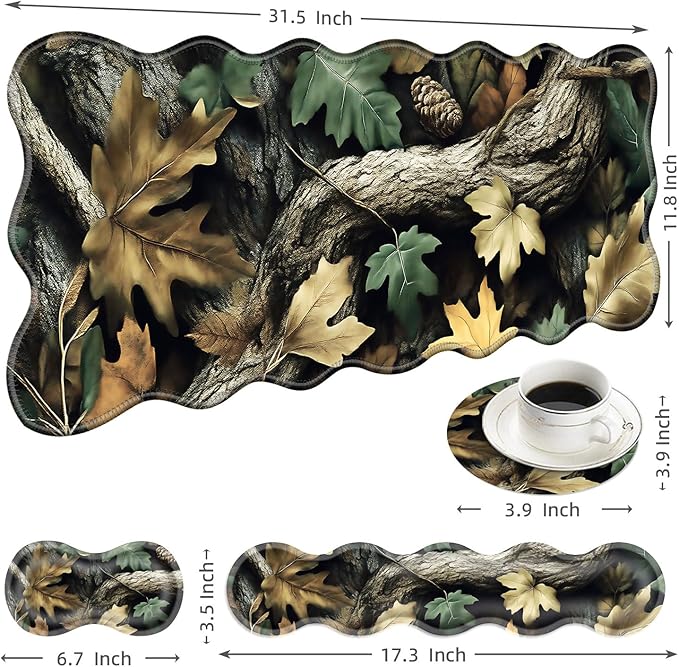 Large Mouse Pad and Keyboard Wrist Rest, Desk Pad for Keyboard and Mouse, 4-in-1 Large Gaming Mouse Pad with Wrist Support, Desk Mat for Home Office Study Game-Camo Forest