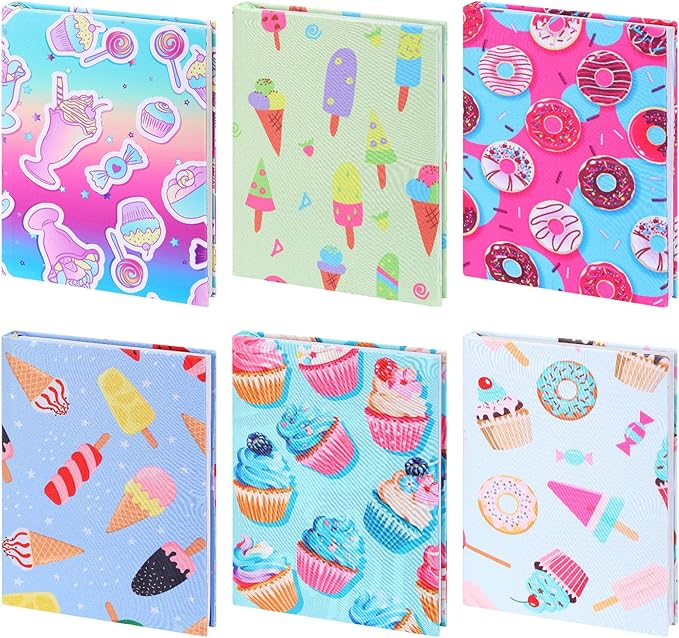 6 Pack Stretchable Book Cover Jumbo Fabric Book Covers Colorful Pattern Print Book Protector Washable Reusable Protective Textbook Cover for Hardcover Textbooks up to 9 x 11 Inch (Dessert Pattern)