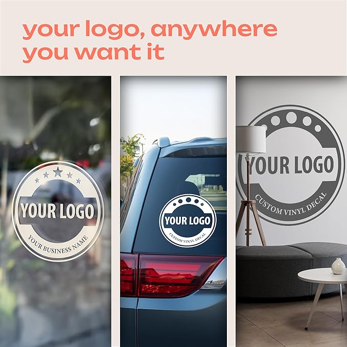 Custom Business Decals Stickers Vinyl - Personalized Logo Decal Vinyl Signs - Customized Window Decal with Logo Business - Waterproof Custom Stickers for Business, Home, Office