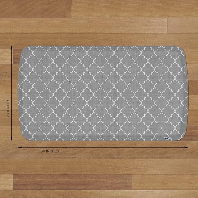 GelPro Elite Premier Anti-Fatigue Kitchen Comfort Floor Mat, 20x36", Trellis Classic Grey
