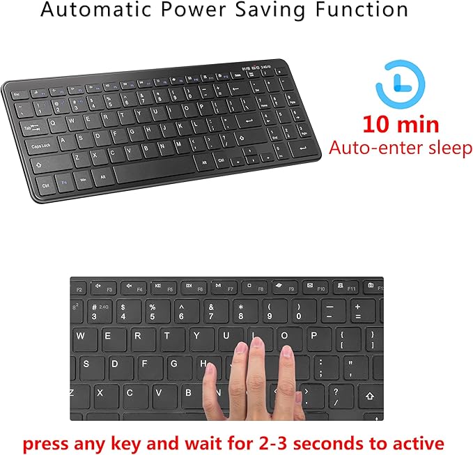 Wireless Bluetooth Keyboard, Universal Multi-Device Keyboard with Number Pad and Media Hotkeys, USB + Dual BT Connection, Ergonomic Design Slim for Windows Computer/Laptop/Tablet