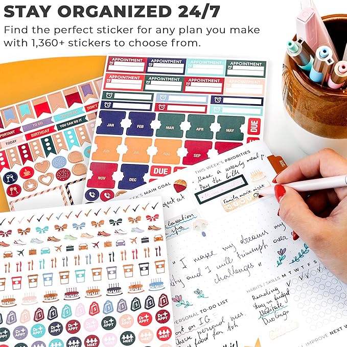 Clever Fox Planner Stickers – 1360+ Aesthetic Monthly, Weekly, Daily, Seasonal, Holiday & Journal Stickers – Journaling & Calendar Accessories for Women, Adults & School, 14 Sheets (Value Pack)