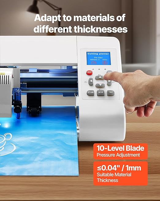 VEVOR Cutting Machine, Automatic Edge Detection Vinyl Cutter Machine with Design Software and Materials, Compatible with Multiple File Formats, for Creating Customized DIY Crafts, Cards, Stickers