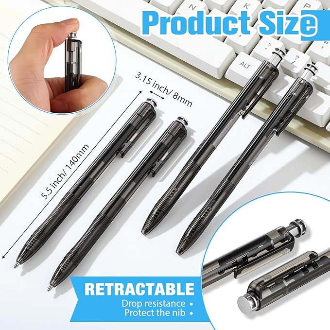 150 Pack Black Ballpoint Pens Bulk 1.0mm Ink Medium Point Retractable Rollerball Pens Smooth Writing Quick Dry No Smudge for Office, School, Journaling Medium Tip Ball Pen Set