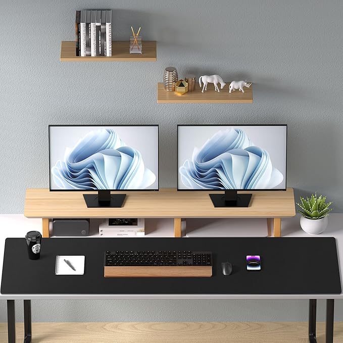 Aothia Faux Leather Desk Mat – Large Mouse Pad, Non-Slip PU Leather Blotter, Waterproof Writing Surface for Office and Home (Black, 47.2" x 23.6")