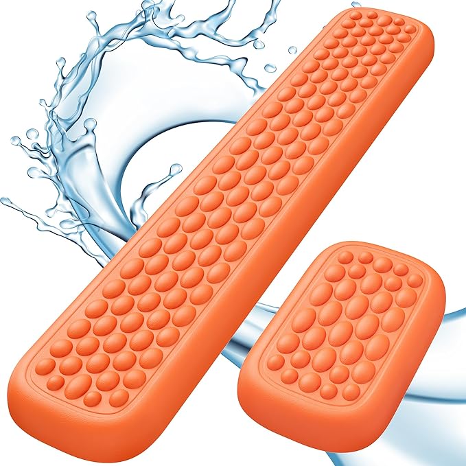 Lekvey Ergonomic Keyboard Wrist Rest, Waterproof PU Leather Wrist Pad with Memory Foam Massage Points, Durable Carpal Tunnel Support for Office/Gaming, Typing Pain Relief, Easy-Clean, Orange