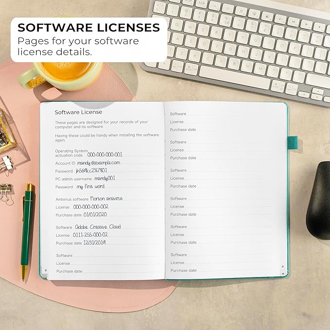 Clever Fox Password Book with alphabetical tabs. Internet Address Organizer Logbook. Large Password Keeper for Website Logins (Aquamarine)