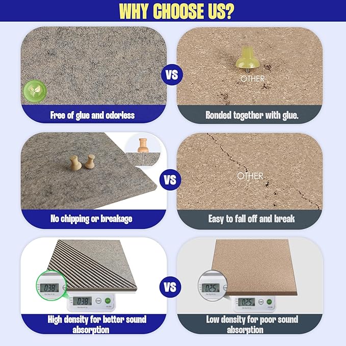 Large Cork Board for Walls 48"x 36", 12 Pack Felt Wall Tiles with Safe Removable Adhesive Tabs, Cork Board for Office,Pinboard Bulletin Board (Deep Camel, 48" x 36" 12 Pack)