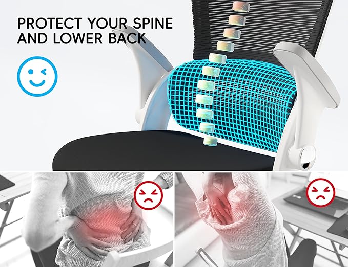 TRALT Office Chair - Ergonomic Office Chair with Back Support, Computer Chair - Home Office Desk Chairs, 330lbs Wide Seat Big and Tall Office Chairs with Headrest, Comfy Desk Chairs (White Black)