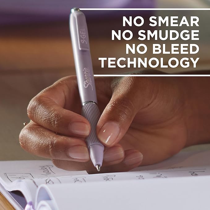 Sharpie S-Gel, Gel Pens, Medium Point (0.7mm), Assorted Fashion Barrels, Black Ink, 12 Count - Office, Teacher, School Supplies