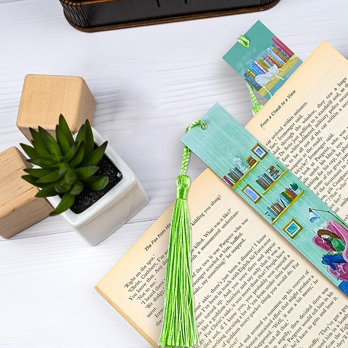 Metal Bookmark Bookshelf Bookmarks for Women Men Book Lovers Book Mark Set of 2 with Tassel Reading Book Accessories Book Marks for Reading Women Men Book Lovers Gifts