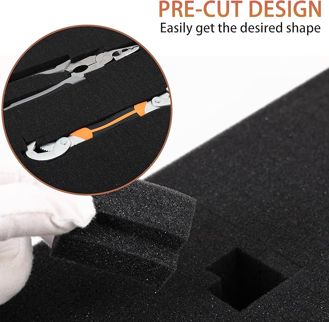 Pre-Cubed Pick & Pluck Foam Sheets - 4-Pack (16"x12"x2") Polyurethane Apart Insert Pads Liners for Toolboxes, Storage Drawer and Crafts