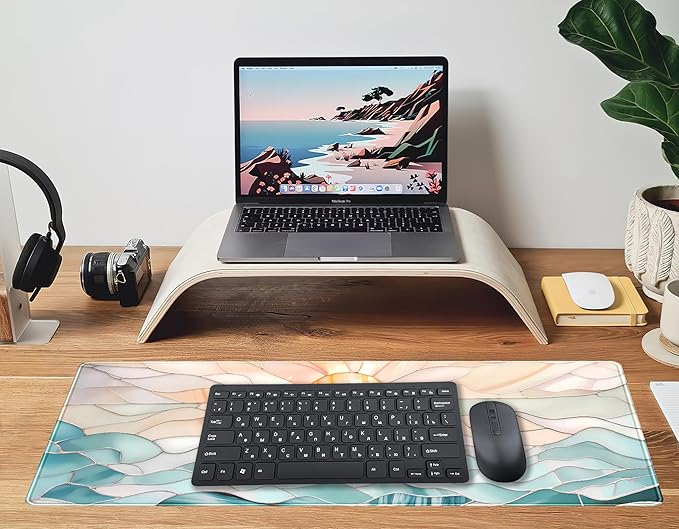 Modern Art Desk Mat Gaming Mouse Pad Stained Glass Computer Desk Pad, Large Laptop Keyboard Mat XL, Full Desktop Mat Glorious Computer Mouse Mat, Aesthetic Desk Decor Aesthetic 31.5" x 11.8"