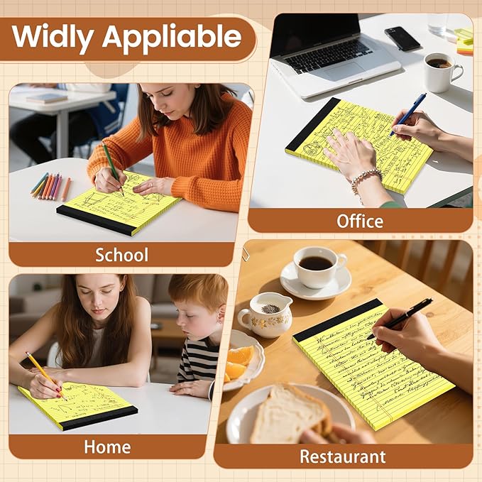 Legal Pads 8.5 X11, Narrow Ruled Notepads, 2 Pack, 50 Sheet/Pad, Yellow Legal Pads, Tear Off Notepad, Perforated Writing Pad, Notebook Paper College Ruled, Notepads for Office Home School, Notepad