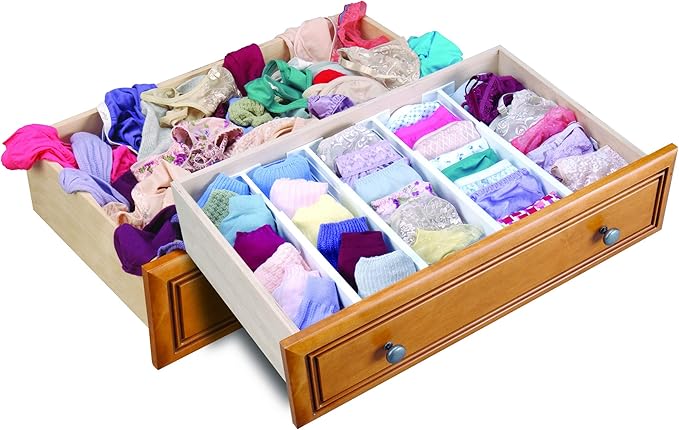 Dial Industries Adjustable Dresser Drawer Clothes Organizer Dividers, Set of 2, 4.5" Deep