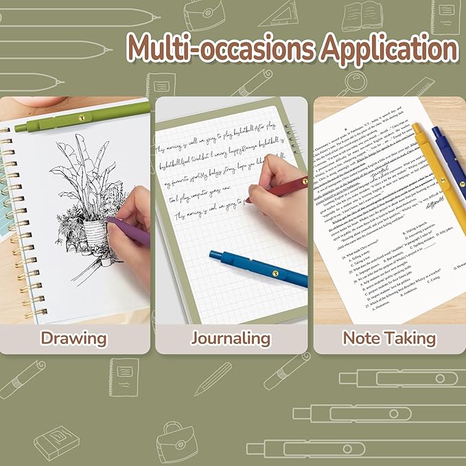 Gel Pens, 6 Pack Gold Retro 0.5mm Black Ink Pens Fine Point Smooth Writing Pens for School Office Supplies, Gifts for Women Girls