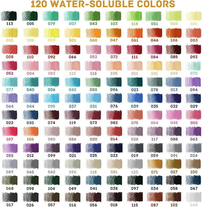 LBW Watercolor Pencils 120 Professional Water Colored Pencils for Adult Coloring Book Blending Sketching
