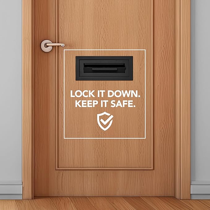 Through-the-Door Drop Box Deposit Safe 12 x 6 x 15" - Heavy Duty Steel Mailbox with Lock for Receiving Mail, Checks, Letters, Cash and more for Home, Office and Commercial Use (D500) (Black)