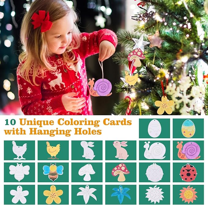 Easy Creative Coloring Book Set for Kids & Adults with 30 Patterns, 36 Color Markers, 10 Hangable Coloring Cards & 5 Premium Blank Watercolor Papers - Arts and Crafts Gift for Relaxation