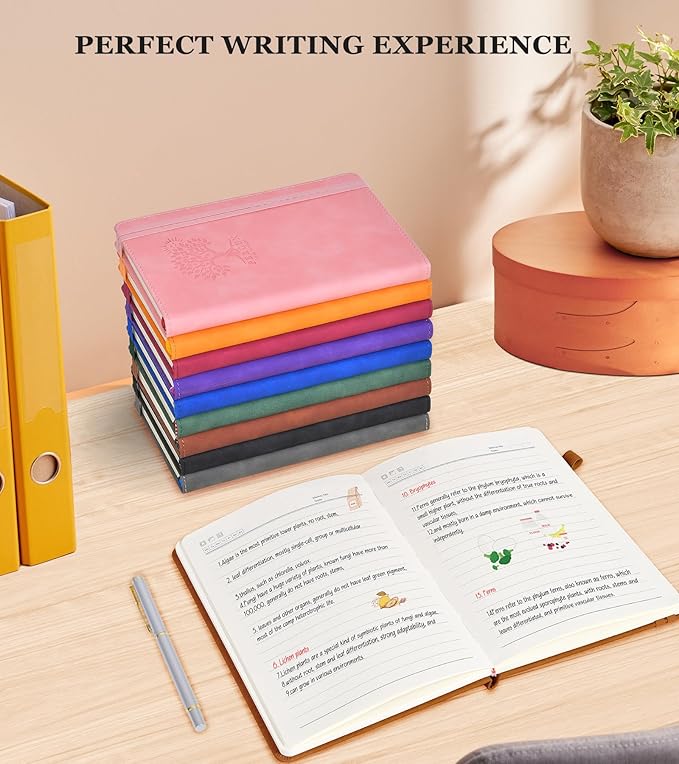 Lined Journal Notebook for Men & Women,200 Pages A5 Hardcover Leather Notebook (5.9"x8.5"), Travel Journal for Work, School, Business Writing, Note Taking, Notepad Diary (Brown)